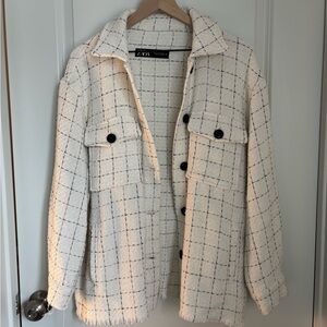 Zara Cream Plaid Women's Jacket